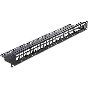 Delock 19" 24 portos Keystone patch panel tehermentesítővel (43277)