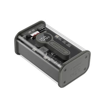 Gembird Transparent Quick 9 000 mAh powerbank – QC 3.0, USB-A, fekete