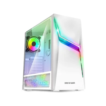 Spirit Of Gamer Clone 4 RGB Tempered Glass White