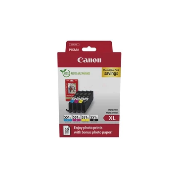 Canon CLI-551XL BK/C/M/Y eredeti tintapatron multipack + fotópapír