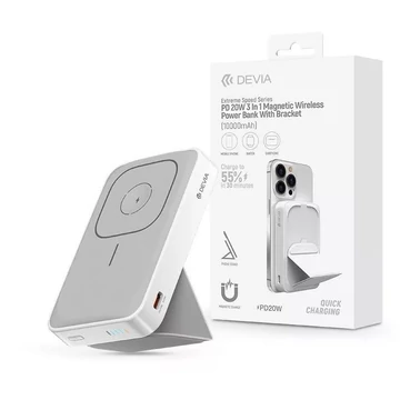 Devia Extreme Speed Series PD 20W 3In 1 Magnetic Wireless 10000mAh PowerBank White Devia Extreme Speed Series PD 20W 3In 1 Magnetic Wireless 10000mAh PowerBank White
