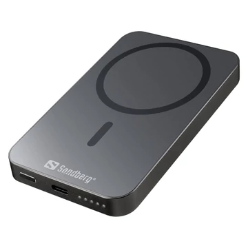 Sandberg Mag Wireless 5 000 mAh Qi powerbank – Qi, fekete