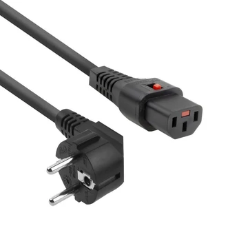 ACT AK5041 Powercord Schuko CEE 7/7 male (angled) - C13 IEC Lock 3m Black ACT AK5041 Powercord Schuko CEE 7/7 male (angled) - C13 IEC Lock 3m Black