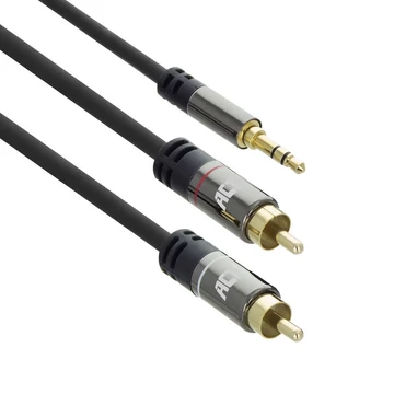 ACT High Quality audio connection cable 1x 3.5mm stereo jack male - 2x RCA male 1,5m Black ACT High Quality audio connection cable 1x 3.5mm stereo jack male - 2x RCA male 1,5m Black