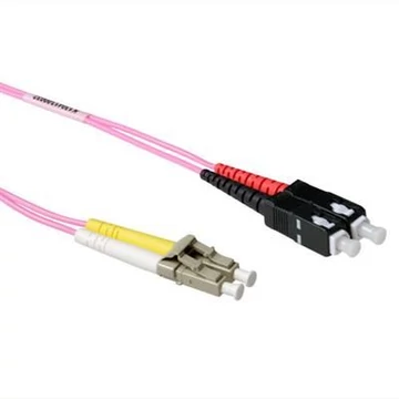 ACT LSZH Multimode 50/125 OM4 fiber cable duplex with LC and SC connectors 7m Pink ACT LSZH Multimode 50/125 OM4 fiber cable duplex with LC and SC connectors 7m Pink
