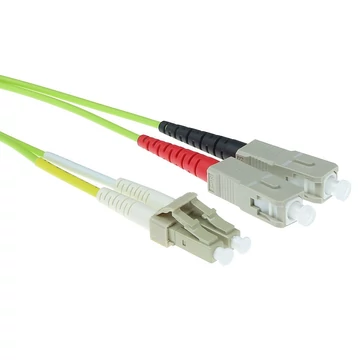 ACT LSZH Multimode 50/125 OM5 fiber cable duplex with LC and SC connectors 3m Green ACT LSZH Multimode 50/125 OM5 fiber cable duplex with LC and SC connectors 3m Green