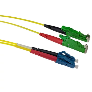 ACT LSZH Singlemode 9/125 OS2 fiber cable duplex with E2000/APC and LC/UPC connectors 2,5m Yellow ACT LSZH Singlemode 9/125 OS2 fiber cable duplex with E2000/APC and LC/UPC connectors 2,5m Yellow
