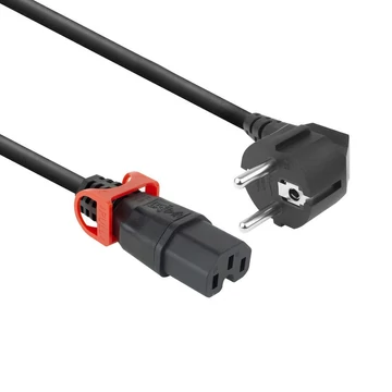 ACT PL0092 Powercord Schuko CEE 7/7 male (angled) - C15 IEC Lock+ 2m Black ACT PL0092 Powercord Schuko CEE 7/7 male (angled) - C15 IEC Lock+ 2m Black