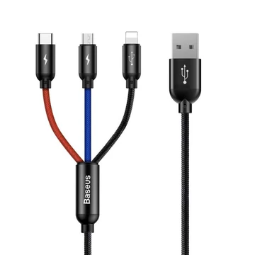 Baseus 3 in 1 USB kábel 1,2m fekete