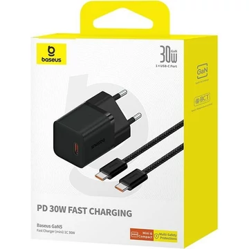 Baseus P10110902113-01 USB-C GaN5 mini 30W mains charger Black