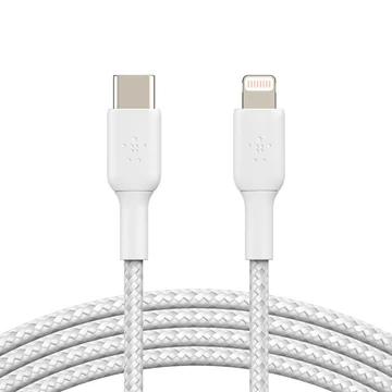 Belkin BoostCharge Braided USB-C to Lightning Cable 1m White