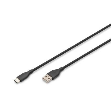 Digitus USB-C Szilikon töltőkábel USB-A to USB-C USB 2.0 60W 1m fekete