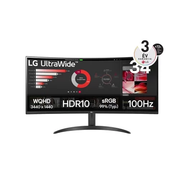 LG 34" 34WR50QK-B LED Curved