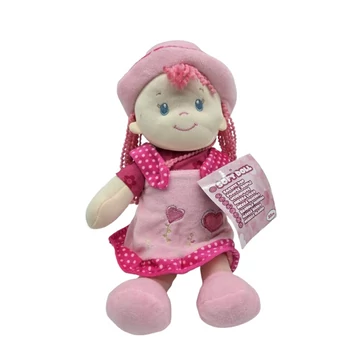 Plüss lány baba szivecskés 32cm