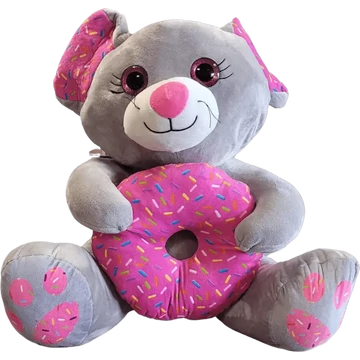Flo's toys egér fánkkal 20cm szürke