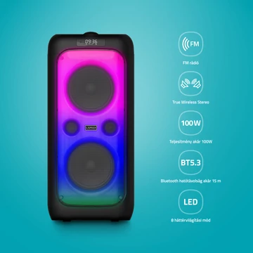 LAMAX Partyking1 Plus  100W Bluetooth Party hangszóró vezeték nélküli mikrofonna