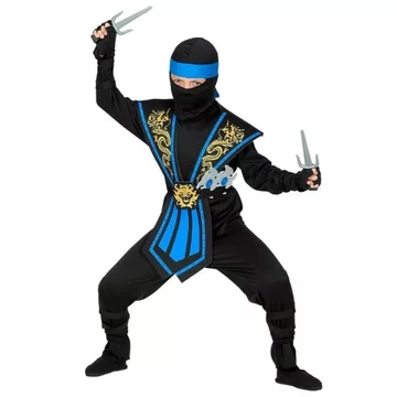 Widmann - kék harcos Ninja jelmez fegyverekkel 158cm (38658)