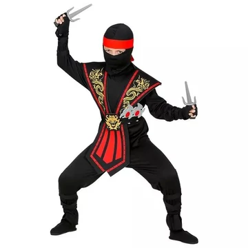 Widmann - piros harcos Ninja jelmez fegyverekkel 158cm (38568)