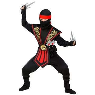 Widmann - piros harcos Ninja jelmez fegyverekkel 128cm (38566)