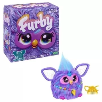 Furby - Interaktív plüssjáték, lila színű, angol nyelvű