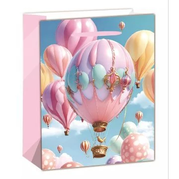 Hőlégballon mintás ajándéktasak - 26 x 32 cm