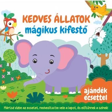 Kedves Állatok mágikus kifestő - Ajándék ecsettel