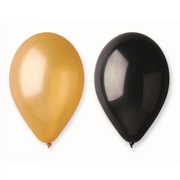 Beauty and Charm: arany és fekete léggömb csomag, 30 cm - 5 db