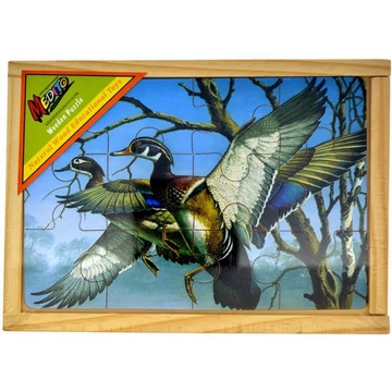 Fa puzzle, madaras, 4 kép, 12 db, 20*14 cm fa dob.