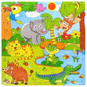Fa puzzle, mesés, vadállatos, 30x30 cm pvc csom