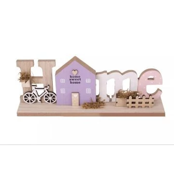 Fa dekoráció „Home" felirattal - 30 x 12 cm