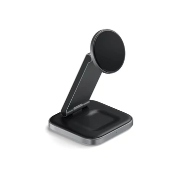 Satechi 3-in-1 Foldable Qi2 Wireless Charging Stand with Type A,C,G plugs - Space Gray
