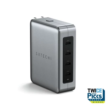 Satechi Travel Chrager 145W USB-C 4-Port (4x USB-C PD, UK-EU-AU-US adapte & mesh bag inc.) - Space Grey