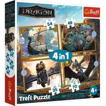 Trefl: Így neveld a sárkányodat 4 az 1-ben puzzle - 35, 48, 54, 70 darabos