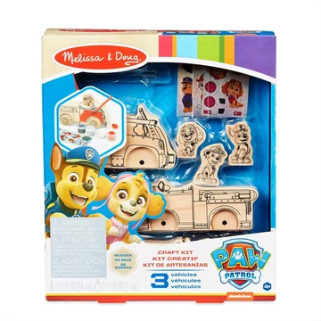 Melissa & Doug fa készségfejlesztő játék, Mancs őrjárat kifesthető fa járművek