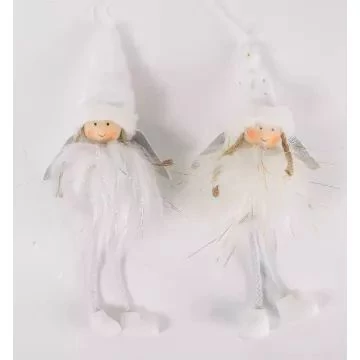 Mintás angyal figura - fehér, arany, 19 cm, többféle
