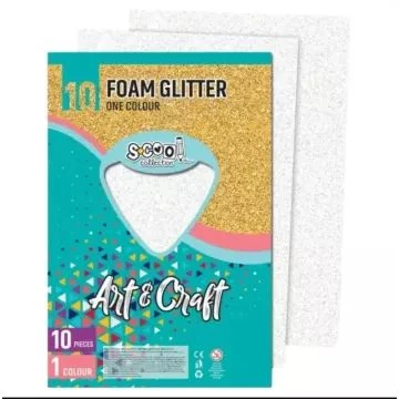 Glitteres dekorgumi - A4-es, 10 db-os, fehér