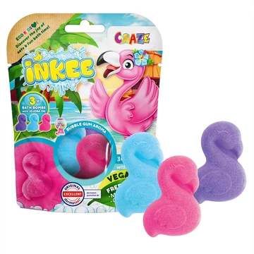 Craze Inkee vegán fürdő forma - flamingó rágogumi aromával, 3db-os