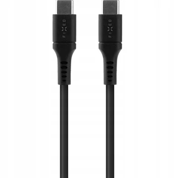FIXED USB 2.0 hajlékony szilikon kábel USB-C/USB-C 0,3m, fekete