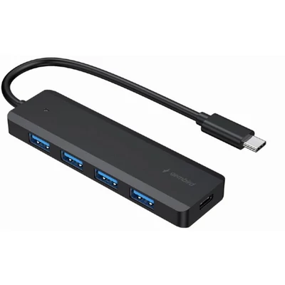 Gembird UHB-U3P4P-01 USBC (Gen 1) powered 4-port hub with switches Black