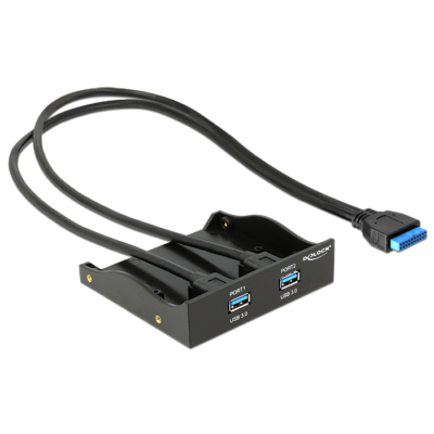 DeLock USB3.0 2-Port with internal 19 pin Frontpanel Black