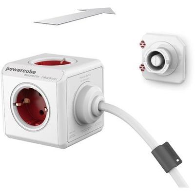 Kép 2/4 - Allocacoc PowerCube Extended hálózati elosztó 5DIN 1,5m boston red