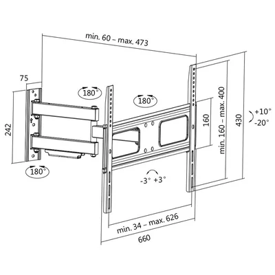 Kép 4/4 - Logilink BP0019 37"-70" TV Wall Mount Fix Black