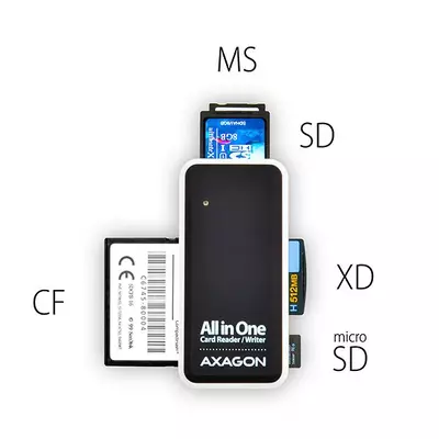 Kép 6/9 - AXAGON CRE-X1 External 5-slot Card Reader Black/White