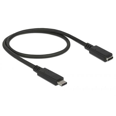 Kép 2/2 - DeLock SuperSpeed USB3.1 Gen1 USB Type-C male > female 3 A cable 0,5m Black