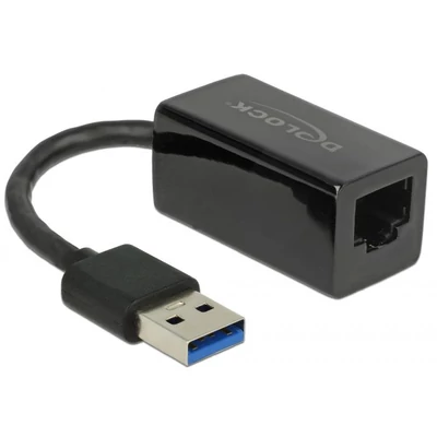 DeLock SuperSpeed USB3.2 Type-A male > Gigabit LAN 10/100/1000 Mbps compact adapter fekete