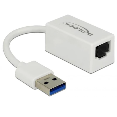 DeLock SuperSpeed USB3.2 Type-A male > Gigabit LAN 10/100/1000 Mbps compact adapter fehér