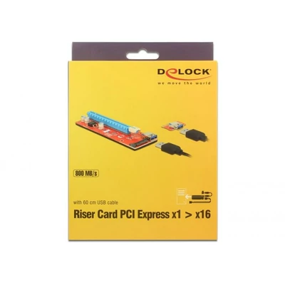 Kép 4/4 - DeLock Riser Card PCI Express x1 > x16 with 60 cm USB cable