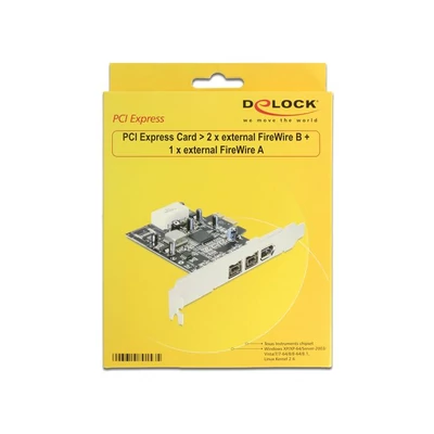 Kép 4/4 - DeLock PCI Express Card > 2x external FireWire B + 1x external FireWire A