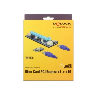 Kép 4/4 - DeLock Riser Card PCI Express x1 > x16 with 60 cm USB cable