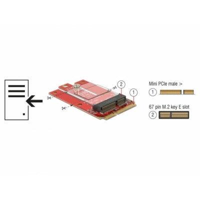 Kép 4/5 - DeLock Adapter Mini PCIe > M.2 Key E slot